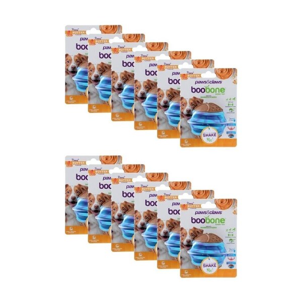 12PK Paws and Claws Boobone TPR Giggle Ball Chicken & Peanut Butter Assorted