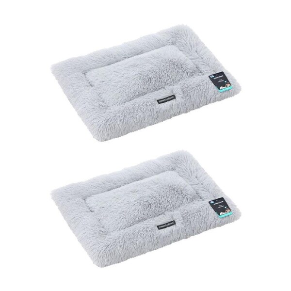 2PK Paws and Claws Pet Mat Medium 70x50x4cm Light Grey Super Plush Washable