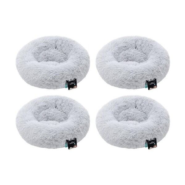 4PK Paws and Claws Round Bed Small 50x50x15cm Super Plush Washable Assorted