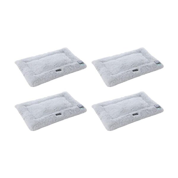 4PK Paws and Claws Pet Mat Large 90x60x4cm Light Grey Super Plush Washable