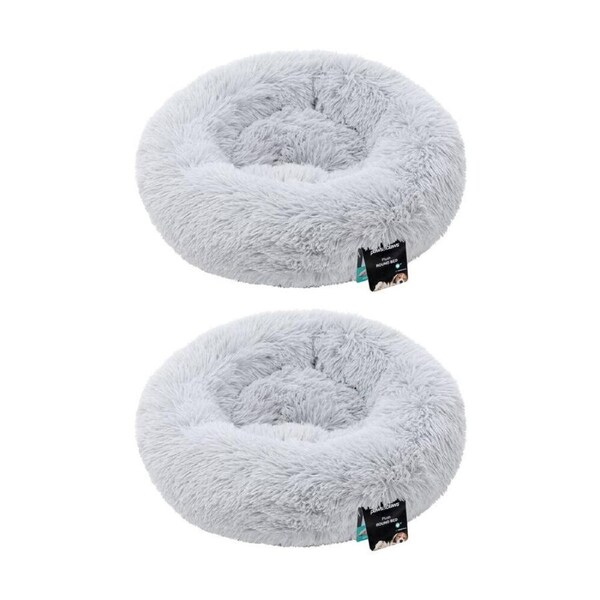 2PK Paws and Claws Round Bed Small 50x50x15cm Super Plush Washable Assorted