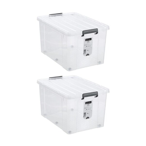 2PK Boxsweden Dura Storage Box 100L 67x47x38.5cm Lock Lid w/ Carry Handles
