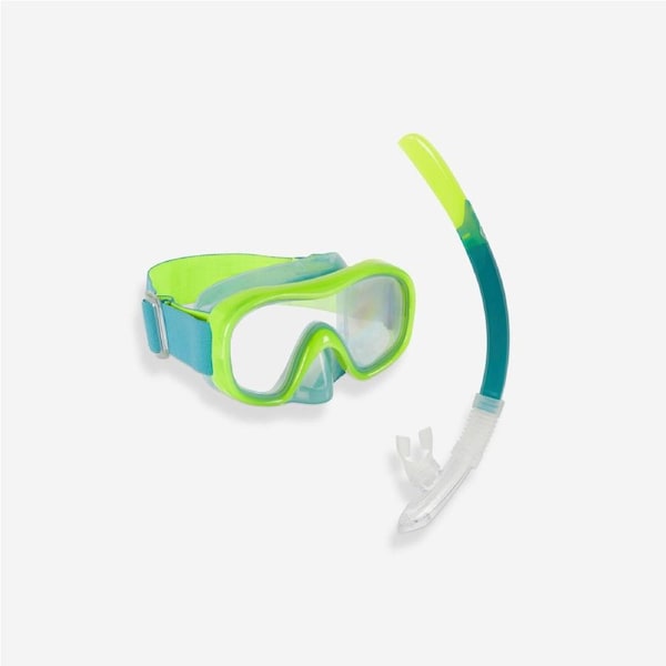 Decathlon Kids' Snorkelling Diving Kit Mask And Snorkel 100 Neon Green