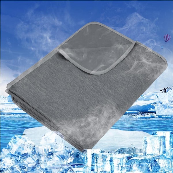 LINENOVA Cooling Blanket Comfort Absorbs Body Heat Keep Cool Lightweight for Children Adult 127 x 152 cm / Grey