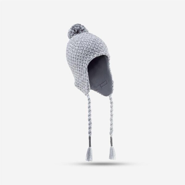 Wedze Kids’ Timeless Peruvian Ski Hat Light Grey