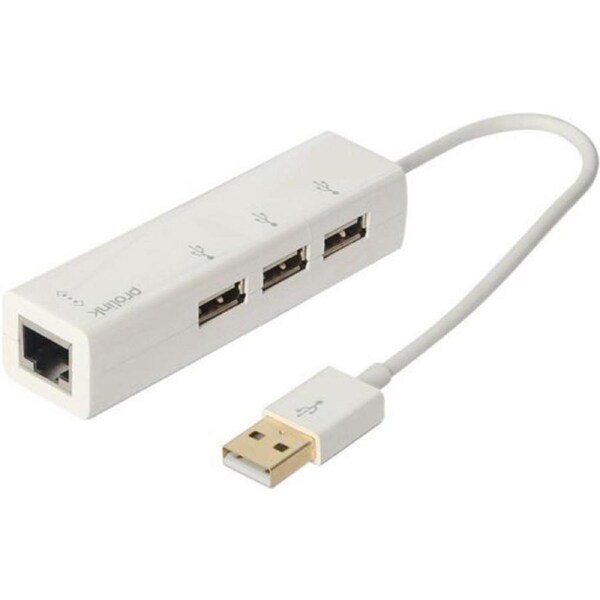 Prolink USB 2.0 HUB 3X Ports With Ethernet White