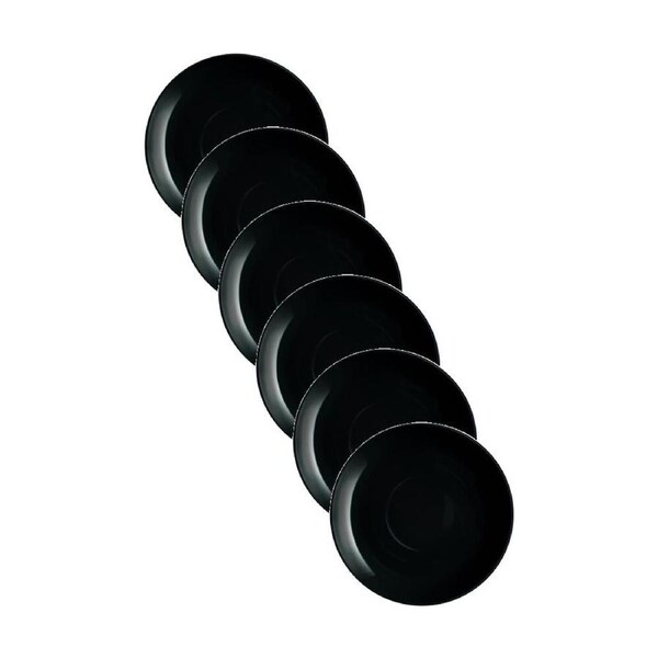6pc Luminarc Diwali Dinner Plate 25x2cm Serveware Opal Glass Black
