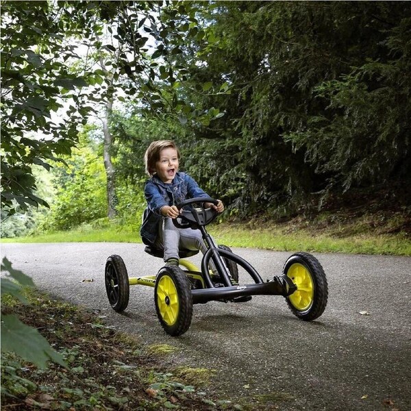 Berg Buddy Cross 2.0 Kids/Children's Pedal Go Kart - Ride On Toy Yellow/Black - Suitable for 3-8y