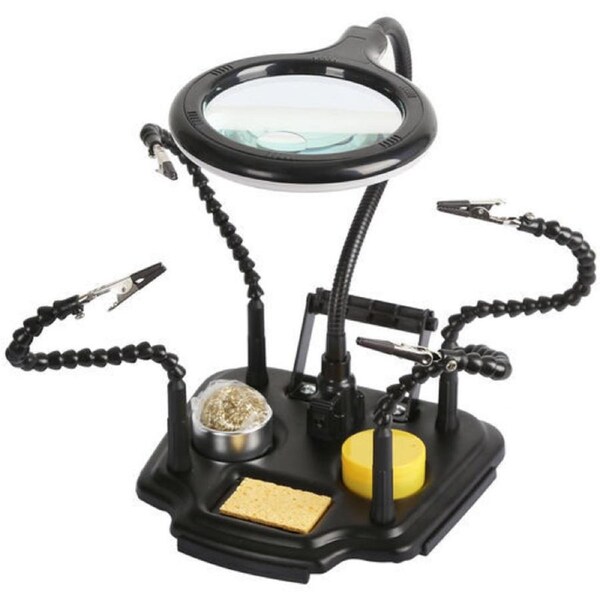 Soldering Helping Hands and Magnifier with solder stand- cleaning ball