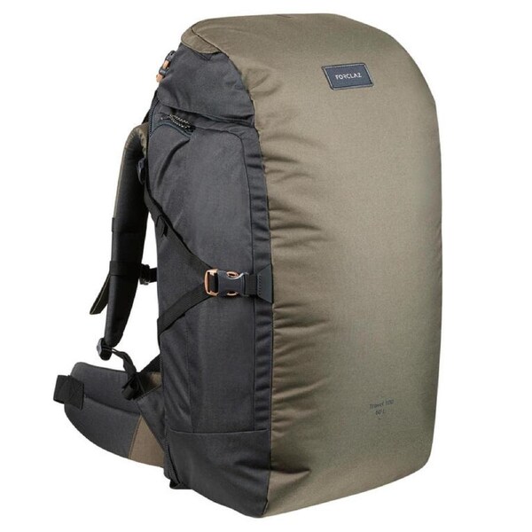 Decathlon Trekking Travel Backpack 60 Litres - Travel 100 Khaki