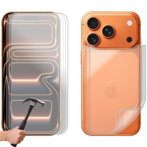 3 Set Tempered Glass Screen Protector for Apple iPhone 17 PRO Front and Film Back Bulk