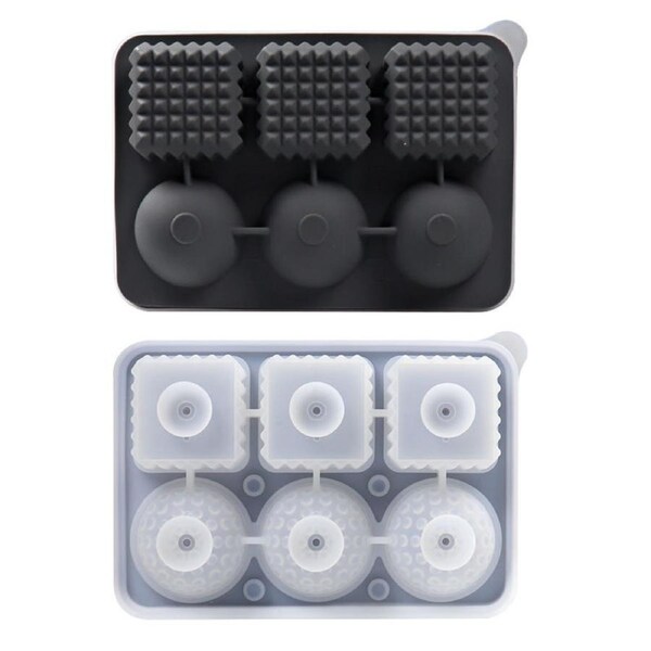 Catzon Creative Ice Cube Tray 2 Shapes Silicone with Lid for Whiskey Cocktails-Black