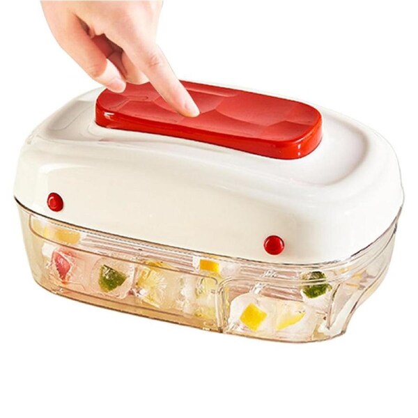 Catzon Ice Cube Freezing Tray with Lid Easy Release for Cocktails Cold Drinks-Red