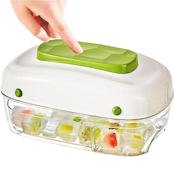 Catzon Ice Cube Freezing Tray with Lid Easy Release for Cocktails Cold Drinks-Green