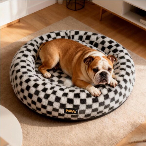 Pawz Circular Plush Dog Bed Calming Pet Plush Bed Soft Cosy Bed Washable M Size