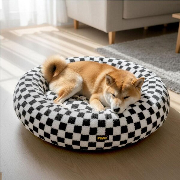 Pawz Circular Plush Dog Bed Calming Pet Plush Bed Soft Cosy Bed Washable L Size