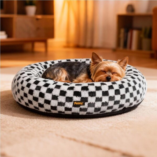 Pawz Circular Plush Dog Bed Calming Pet Plush Bed Soft Cosy Bed Washable S Size