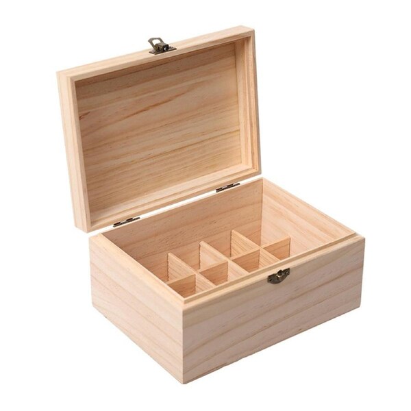 Large Capacity Solid Wood 15-Slot Essential Oil Storage Box Dustproof Durable