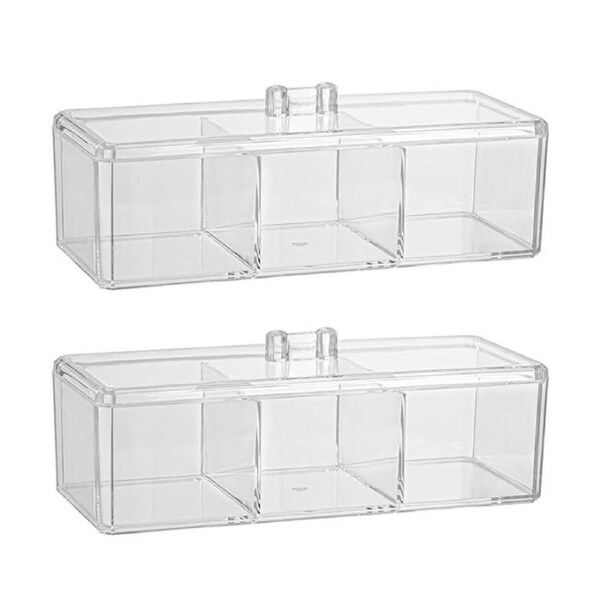 2PCS Multi-Function Plastic Storage Boxes with Lids Transparent for Home Use