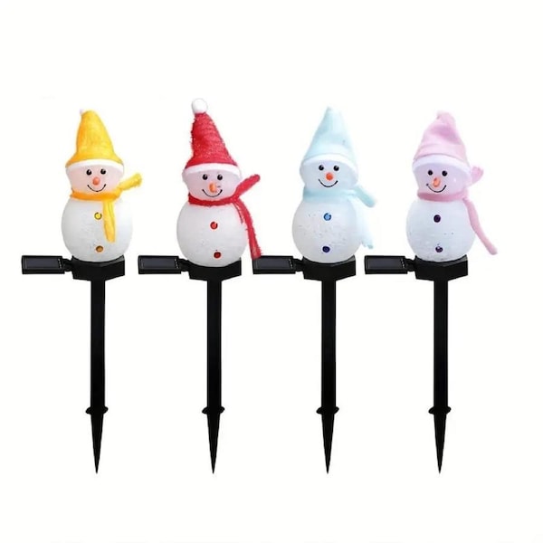 Radiant Solar Snowman Quartet: Festive Ground Plug-in Lights