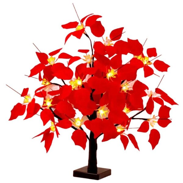 Blooming Brilliance: Poinsettia Flower Tree with Festive Lights