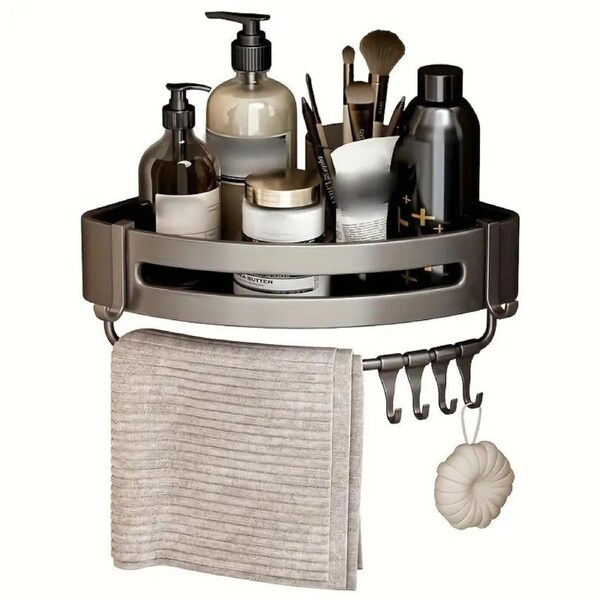Aluminum Non-Drill Wall-Mounted Corner Shelf - Bathroom Storage Rack