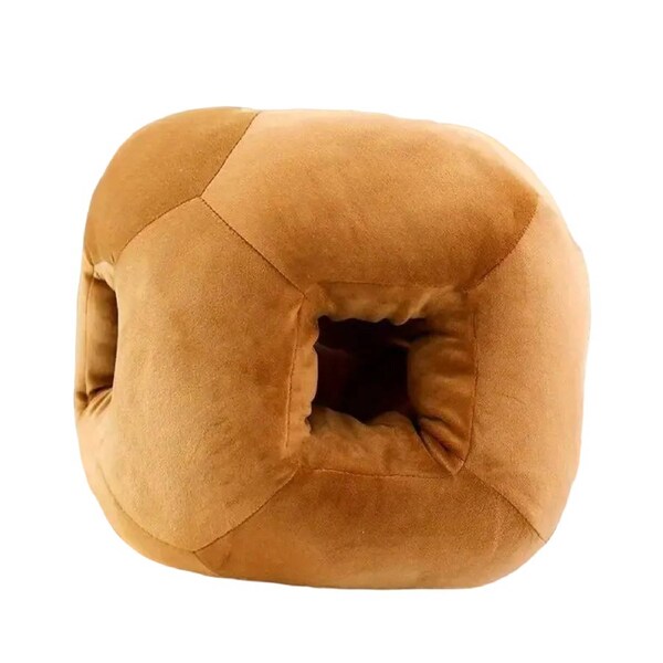 Dark Brown Cube Nap Pillow - Creative Office Bread Neck Pillow