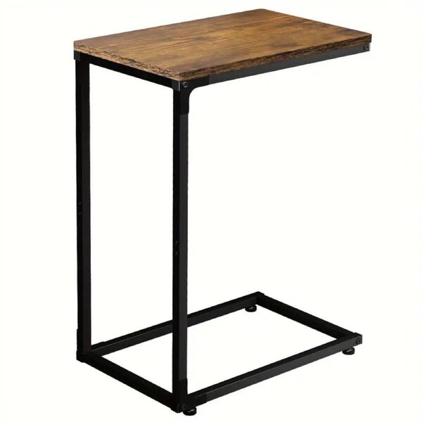 Contemporary C-Shaped Side Table in Rural Brown - Versatile and Stylish