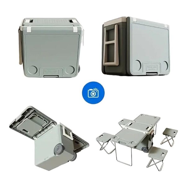 32L Portable Outdoor Cooler Box & Folding Table Chair Set