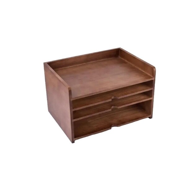 Vintage Solid Wood A4 Multi-layered File Organizer Box Rack