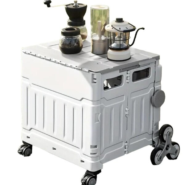 50L Folding Shopping Cart for Picnics, Camping, and Market Stalls - Gray