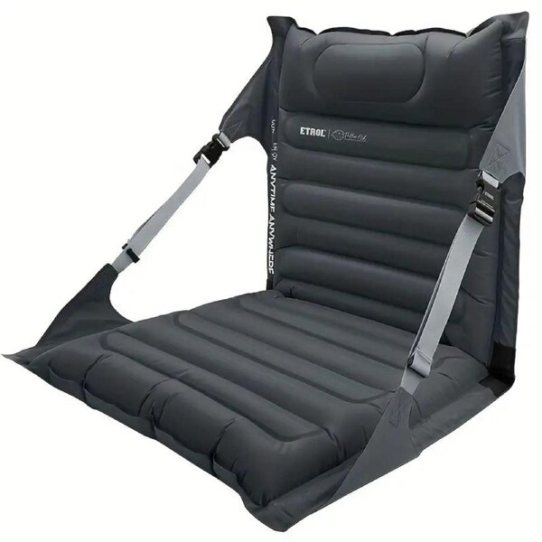 Portable Inflatable Folding Chair - Dark Gray Nylon, Camping Essential