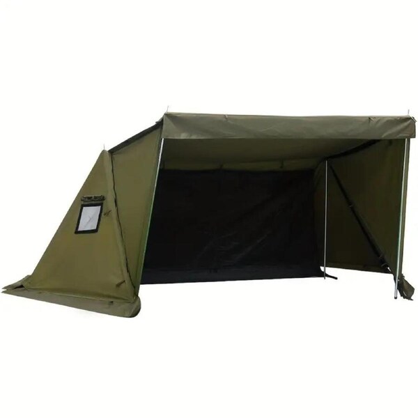 All-Season Hexagonal Camping Tent for 1-2 Persons - Army Green