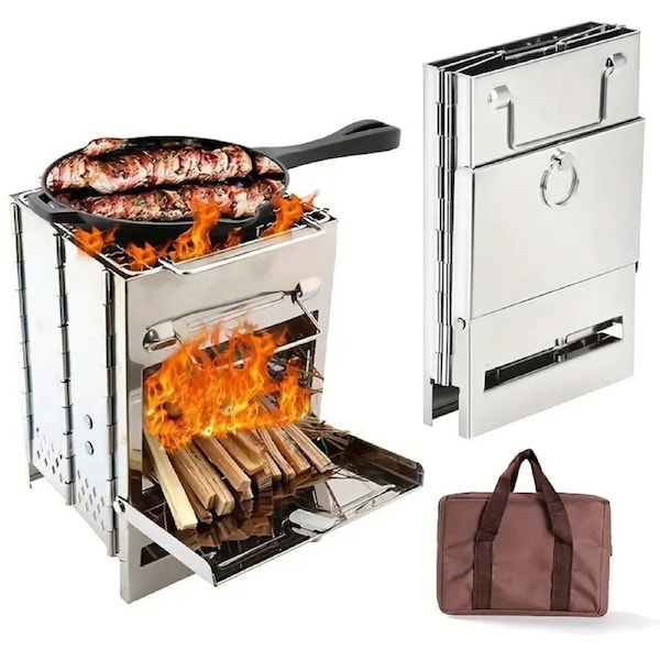 Portable Folding Stainless Steel Wood Burning Camping Stove