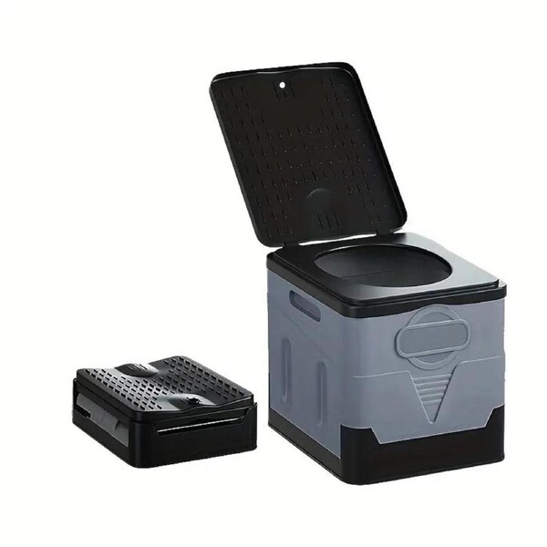 Portable Outdoor Toilet - Foldable and Movable (Grey)