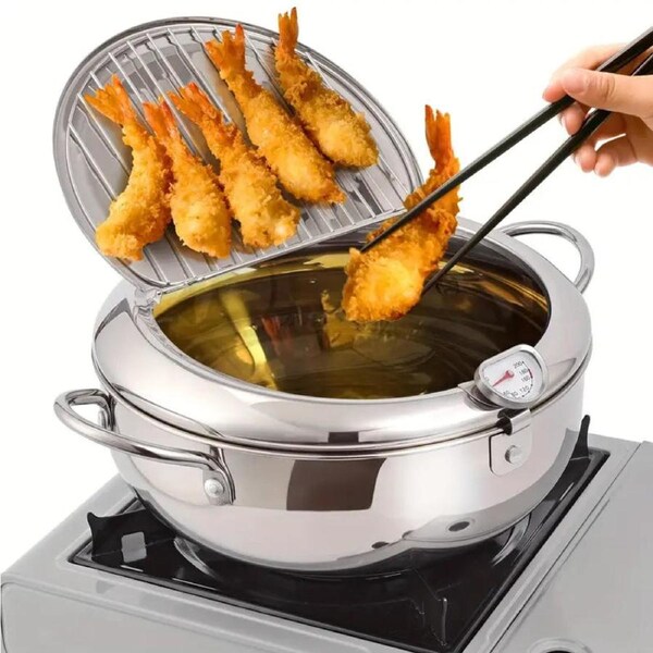 Stainless Steel Deep Fryer with Temperature Control and Oil Drop Filter Rack