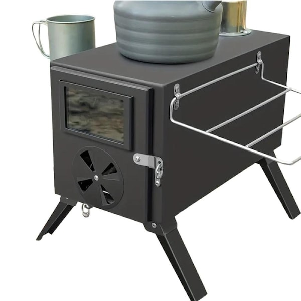 Portable Wood Burning Tent Stove - Black