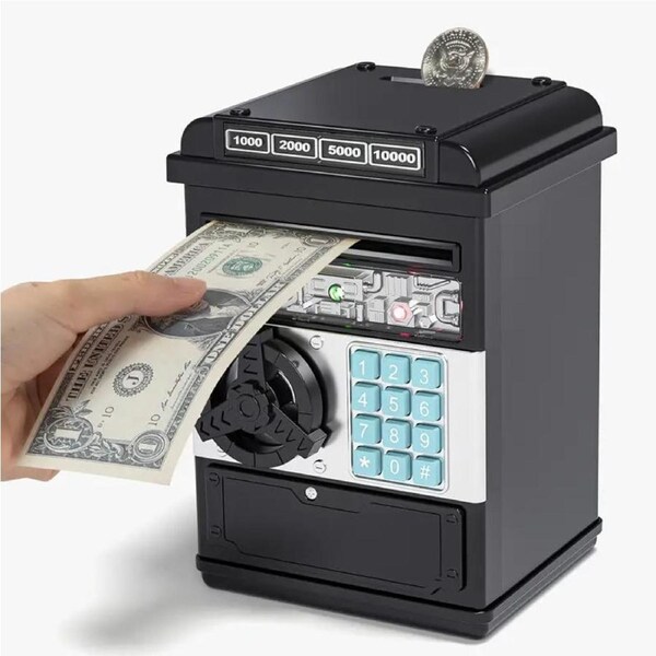 Electronic Password Piggy Bank - Fun & Secure Savings (Black)