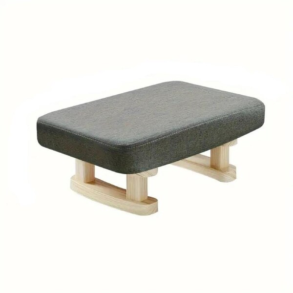 Retro Charm Wooden Footstool - Grey