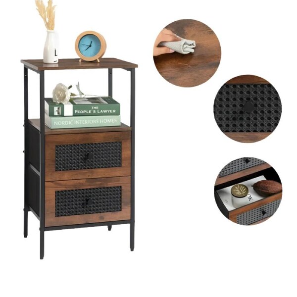 Compact Bedside Table - w/ 2 Drawers