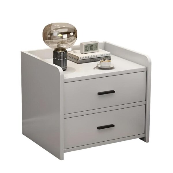 Compact Space-Saving Bedside Table - White