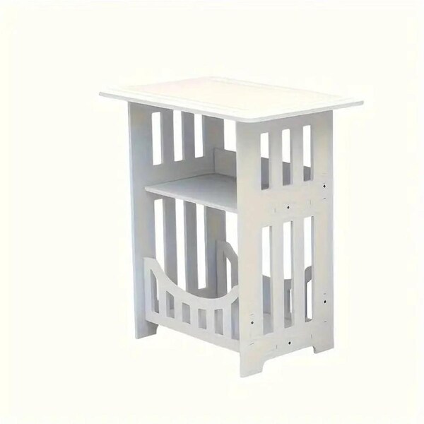 Plastic Side Table with Shelves - White