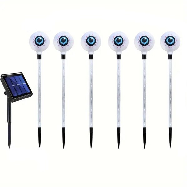6-Pack Color Changing Solar Lights - Horror Eyeball Stake Lights