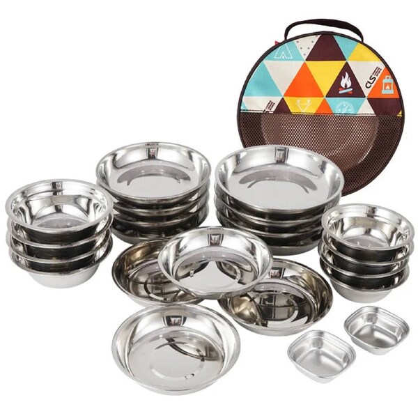 Camp Cooking Portable Dining Plate Set of 22