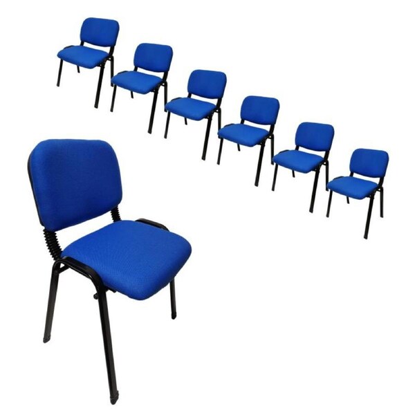 Stackable Office Conference Visitor and Community Chairs (Set of 7-Blue)