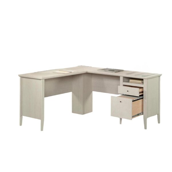 Design Square Woodgrain Corner L-Shape Computer Home Office Study Desk Table Glacier Oak
