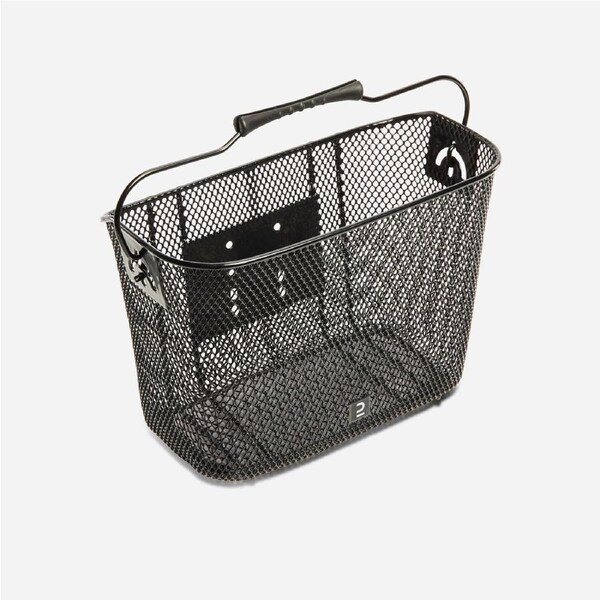 Btwin Kids' 9 Litre Metal Bike Basket Black