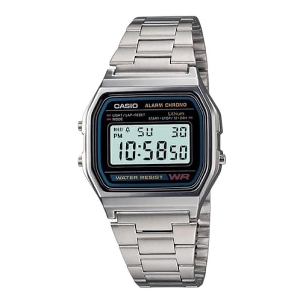 Casio Mens A168WA-1 Unisex Watch With Stainless Steel Band Daily Alarm AU Stock