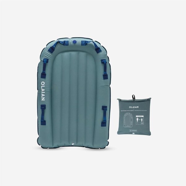 Decathlon Adult Kids Inflatable Tandem Bodyboard Blue Grey