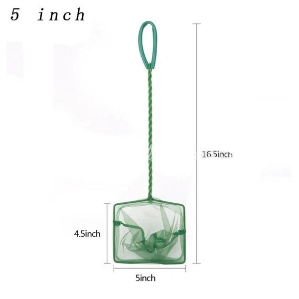 Green Fish Net - Aquarium Pond Catch Scoop 5 Inch x4 4.5 Inch